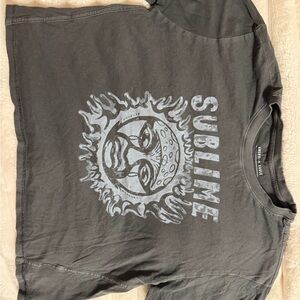 American Eagle Outfitters Black Sublime Graphic Crop Top